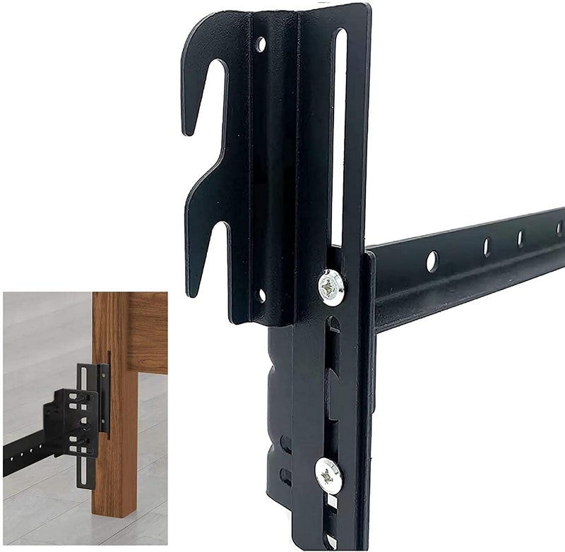 ruiru bro 4pcs 711 Bolt-On to Hook-On Bed Frame Conversion Brackets for Headboard or Footboard,Bed Hook Adapter kit with Hardware, Hook on Bed Rails Brackets(Black) - Image 1
